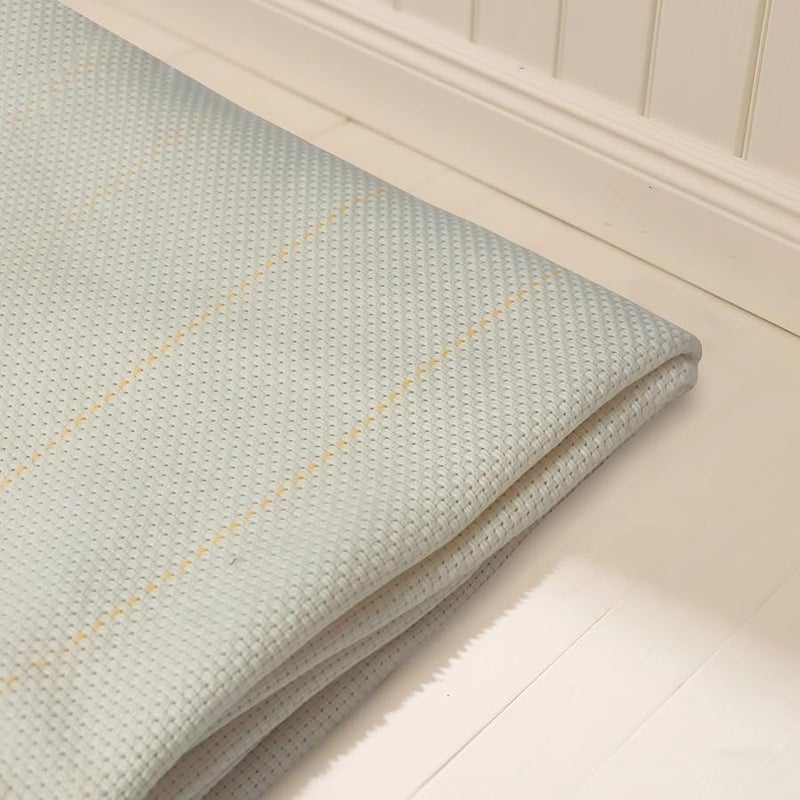 Monks Cloth Fabric 4.92x4.92 Ft Cotton with Yellow Stripes for Rug Tufting and Punch Needle - Image 4